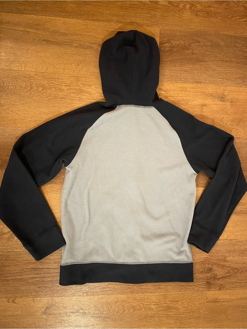 North Face Boys 14-16 Glacier Full Zip Fleece Hoodie Jacket Grey Black Orange